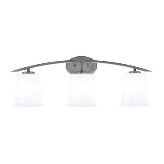 Toltec Kurve 3-Light Bath Bar | Modern Graphite Finish and White Opal Glass | Bathroom Vanity Lighting | 7 x 9.5 in | Model 3723-GP-5031