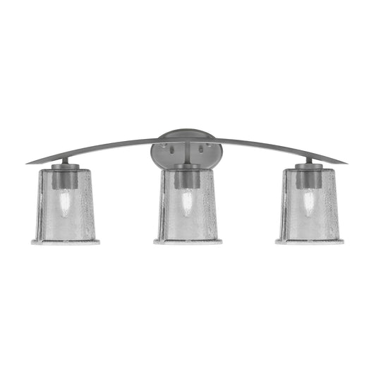 Toltec Kurve 3-Light Bath Bar | Modern Graphite Finish and Smoke Bubble Glass | Bathroom Vanity Lighting | 7 x 9.5 in | Model 3723-GP-5032