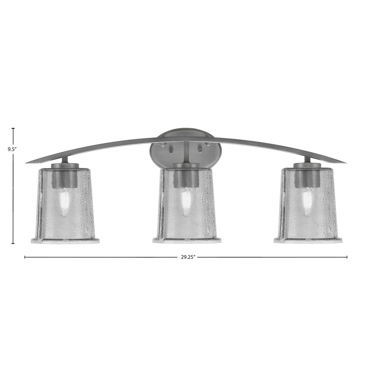 Toltec Kurve 3-Light Bath Bar | Modern Graphite Finish and Smoke Bubble Glass | Bathroom Vanity Lighting | 7 x 9.5 in | Model 3723-GP-5032