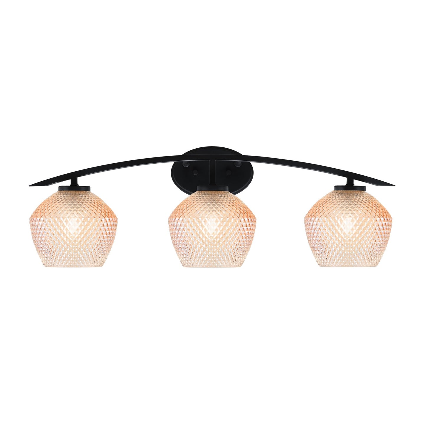 Toltec Kurve 29in 3-Light Bathroom Vanity Light | Modern Matte Black Steel and Amber Textured Glass | Bathroom Vanity | 29 x 9.5 x 7.75 in | Model 3723-MB-4623