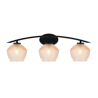 Toltec Kurve 29in 3-Light Bathroom Vanity Light | Modern Matte Black Steel and Amber Textured Glass | Bathroom Vanity | 29 x 9.5 x 7.75 in | Model 3723-MB-4623