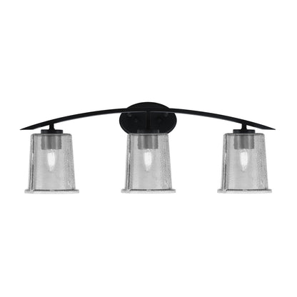Toltec Kurve 3-Light Bath Bar | Modern Matte Black and Smoke Bubble Glass | Bathroom Vanity Light | 7 x 9.5 in | Model 3723-MB-5032
