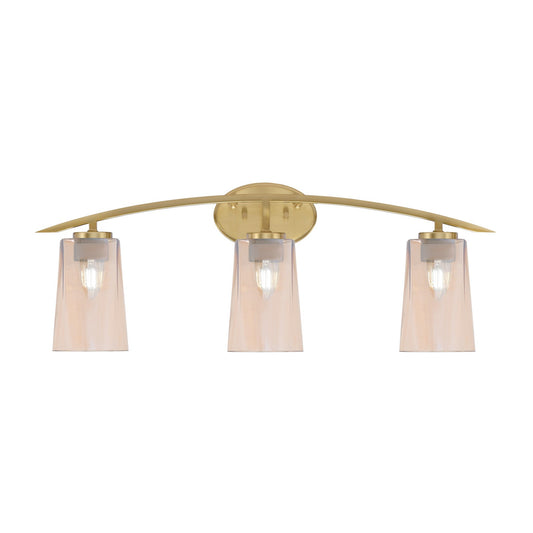 Toltec Kurve 3-Light Bath Bar | Contemporary New Age Brass and Amber Gradient Glass | Bathroom Vanity & Powder Room | 7.25 x 10.5 in | Model 3723-NAB-263