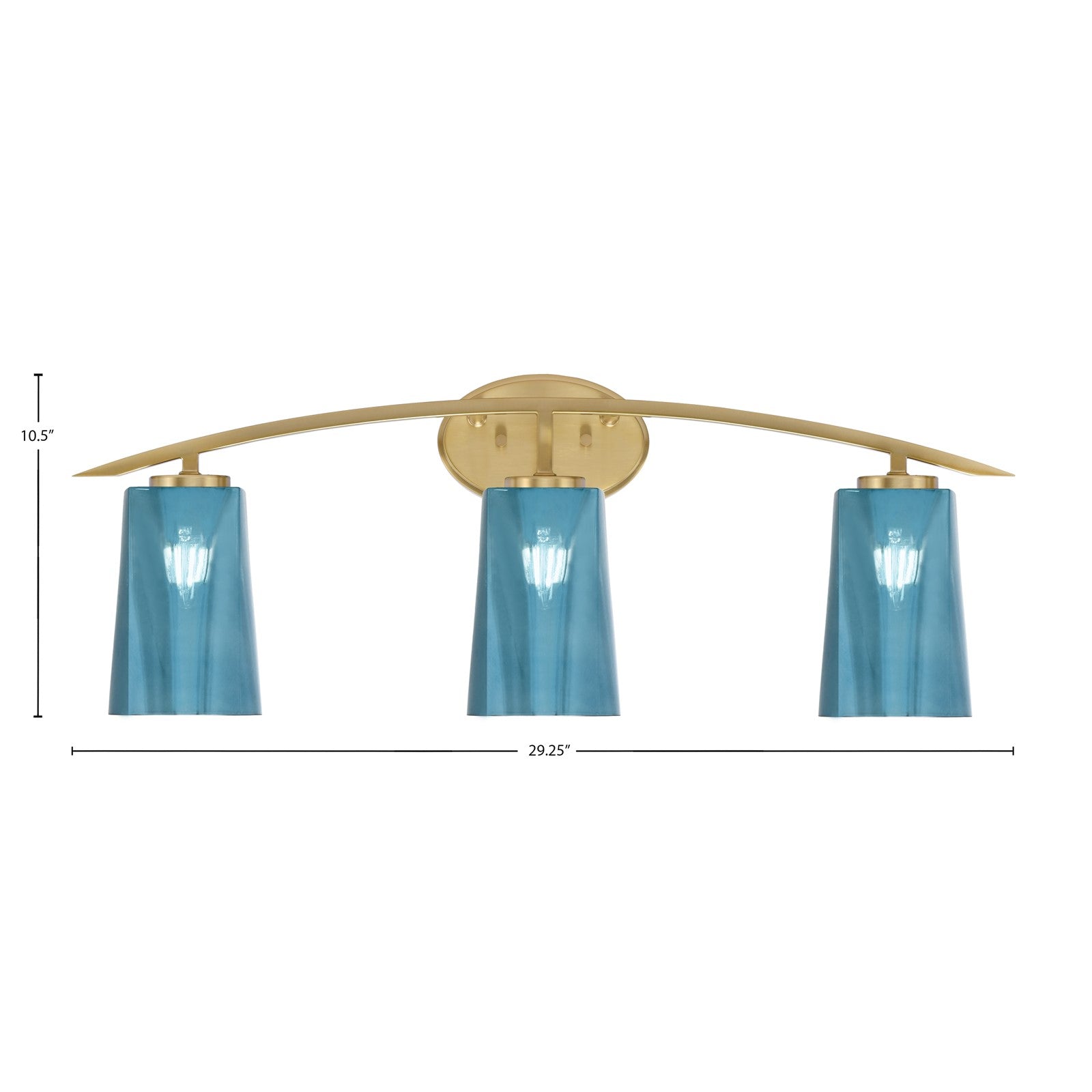 Toltec Kurve 3-Light Bath Bar | Contemporary New Age Brass and Blue Gradient Glass | Bathroom Vanity & Powder Room | 7.25 x 10.5 in | Model 3723-NAB-265