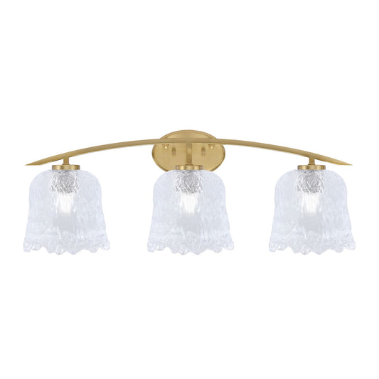 Toltec Kurve 3-Light Bath Bar | New Age Brass and Clear Lava Glass | Bathroom Vanity & Powder Room | 7.5 x 10.25 in | Model 3723-NAB-4230