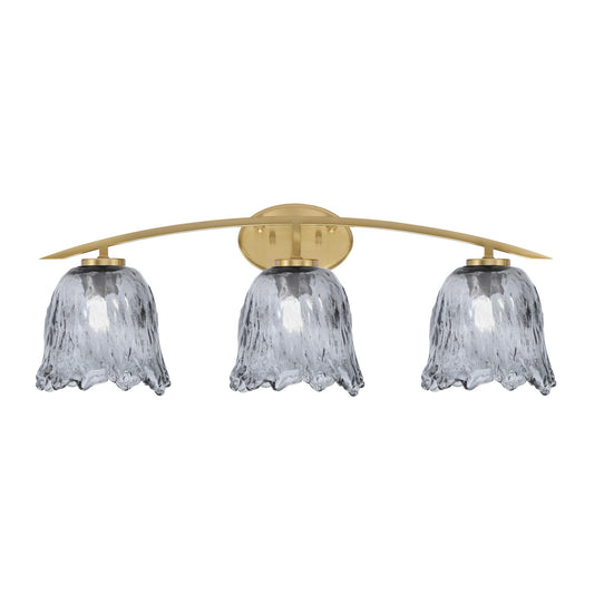 Toltec Kurve 3-Light Bath Bar | New Age Brass and Smoke Lava Glass | Bathroom & Powder Room Vanity Light | 7.5 x 10.25 in | Model 3723-NAB-4232