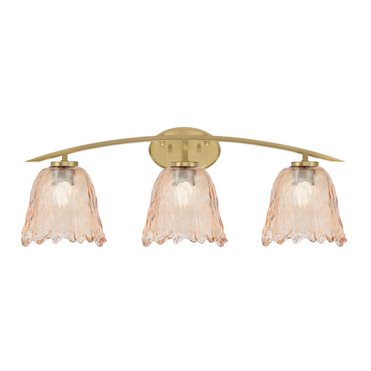 Toltec Kurve 3-Light Bath Bar | New Age Brass and Amber Lava Glass | Bathroom & Powder Room Vanity Light | 7.5 x 10.25 in | Model 3723-NAB-4233