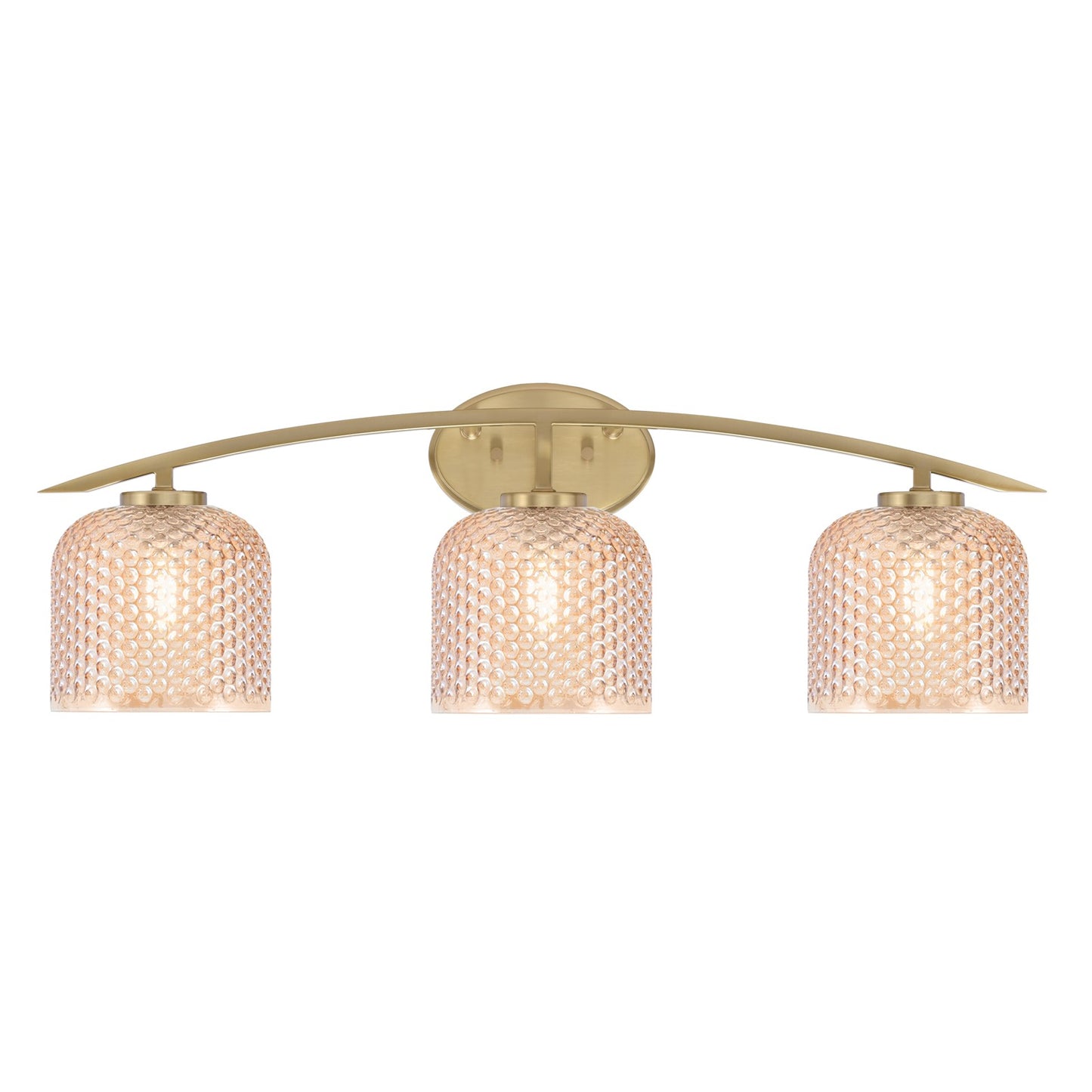 Toltec Kurve 29in 3-Light Vanity Light | Modern New Age Brass Steel and Amber Textured Glass | Bathroom Vanity | 29 x 7.75 x 9.5 in | Model 3723-NAB-4613