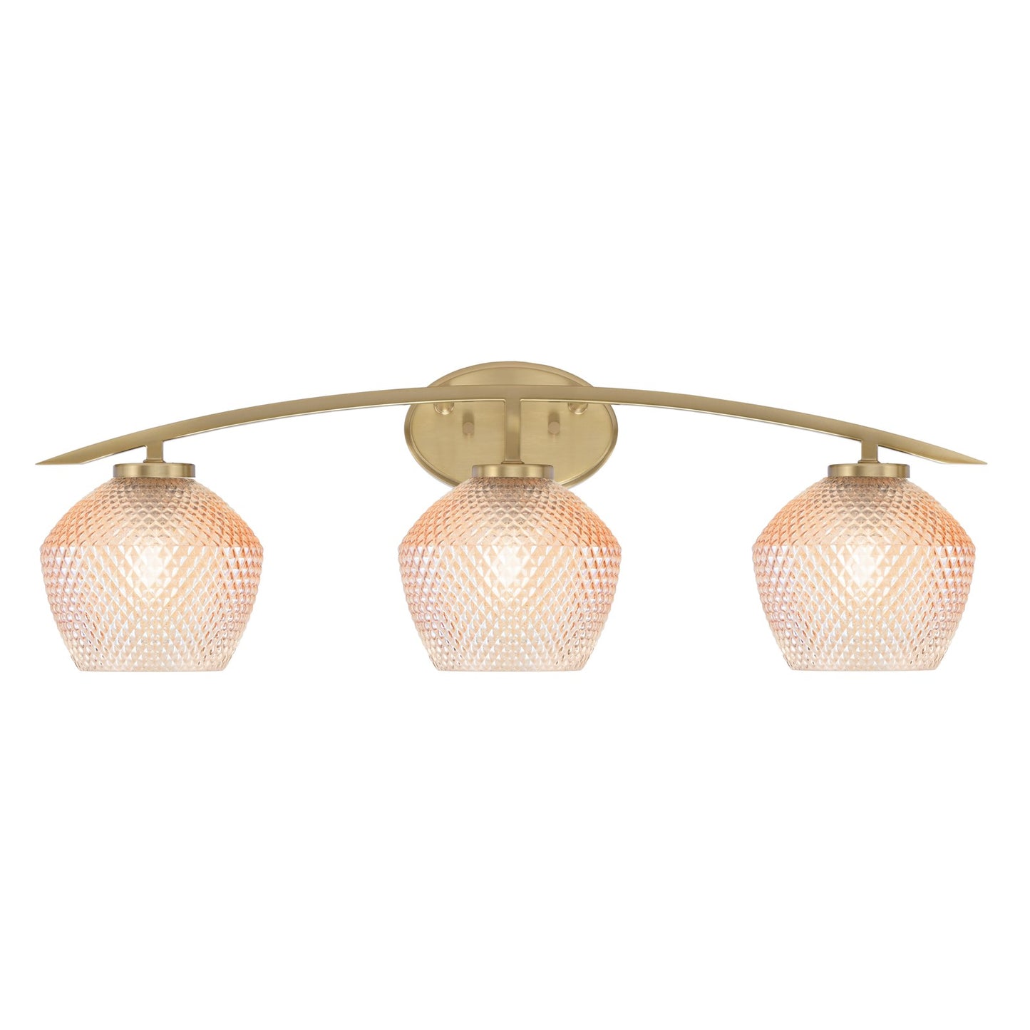 Toltec Kurve 29in 3-Light Bath Bar | New Age Brass Steel and Amber Textured Glass | Bathroom Vanity | 29 x 7.75 x 9.5 in | Model 3723-NAB-4623