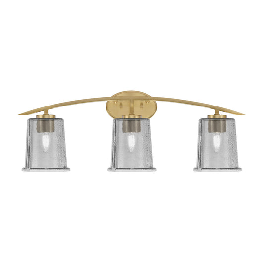 Toltec Kurve 3-Light Bath Bar | New Age Brass and Smoke Bubble Glass | Bathroom Vanity & Powder Room | 7 x 9.5 in | Model 3723-NAB-5032