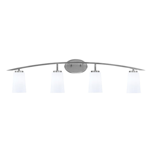 Toltec Kurve 4-Light Bath Bar | Graphite and White Opal Glass | Bathroom & Powder Room Vanity Light | 7.25 x 10.5 in | Model 3724-GP-261
