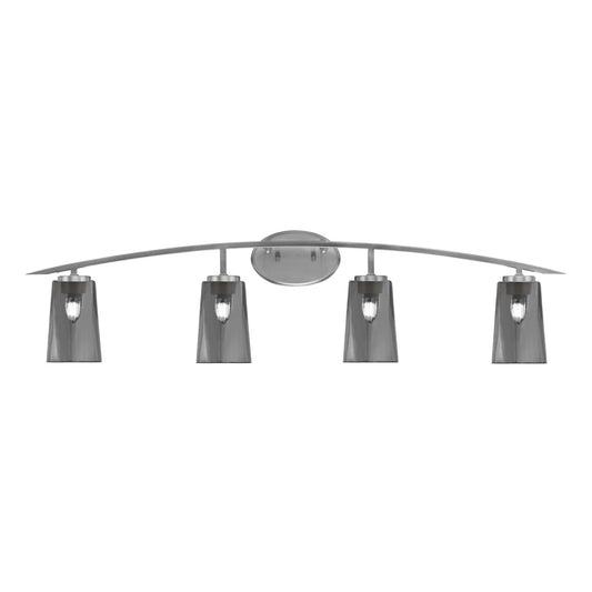 Toltec Kurve 4-Light Bath Bar | Graphite and Smoke Bubble Glass | Bathroom & Powder Room Vanity Light | 7.25 x 10.5 in | Model 3724-GP-262