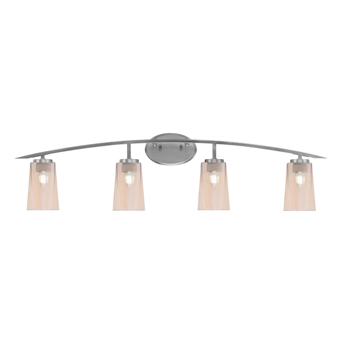 Toltec Kurve 4-Light Bath Bar | Graphite Steel and Amber Gradient Glass | Bathroom & Vanity | 7.25 x 10.5 in | Model 3724-GP-263