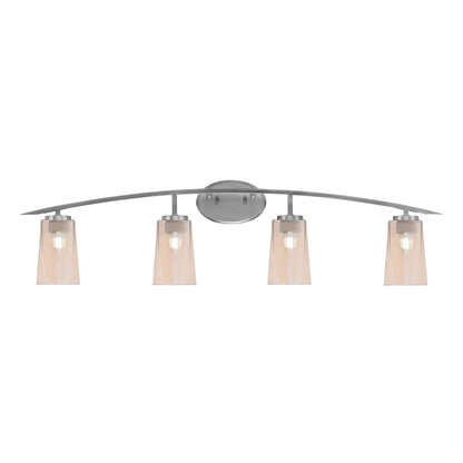 Toltec Kurve 4-Light Bath Bar | Graphite Steel and Amber Gradient Glass | Bathroom & Vanity | 7.25 x 10.5 in | Model 3724-GP-263