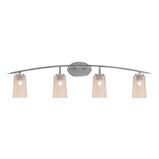 Toltec Kurve 4-Light Bath Bar | Graphite Steel and Amber Gradient Glass | Bathroom & Vanity | 7.25 x 10.5 in | Model 3724-GP-263