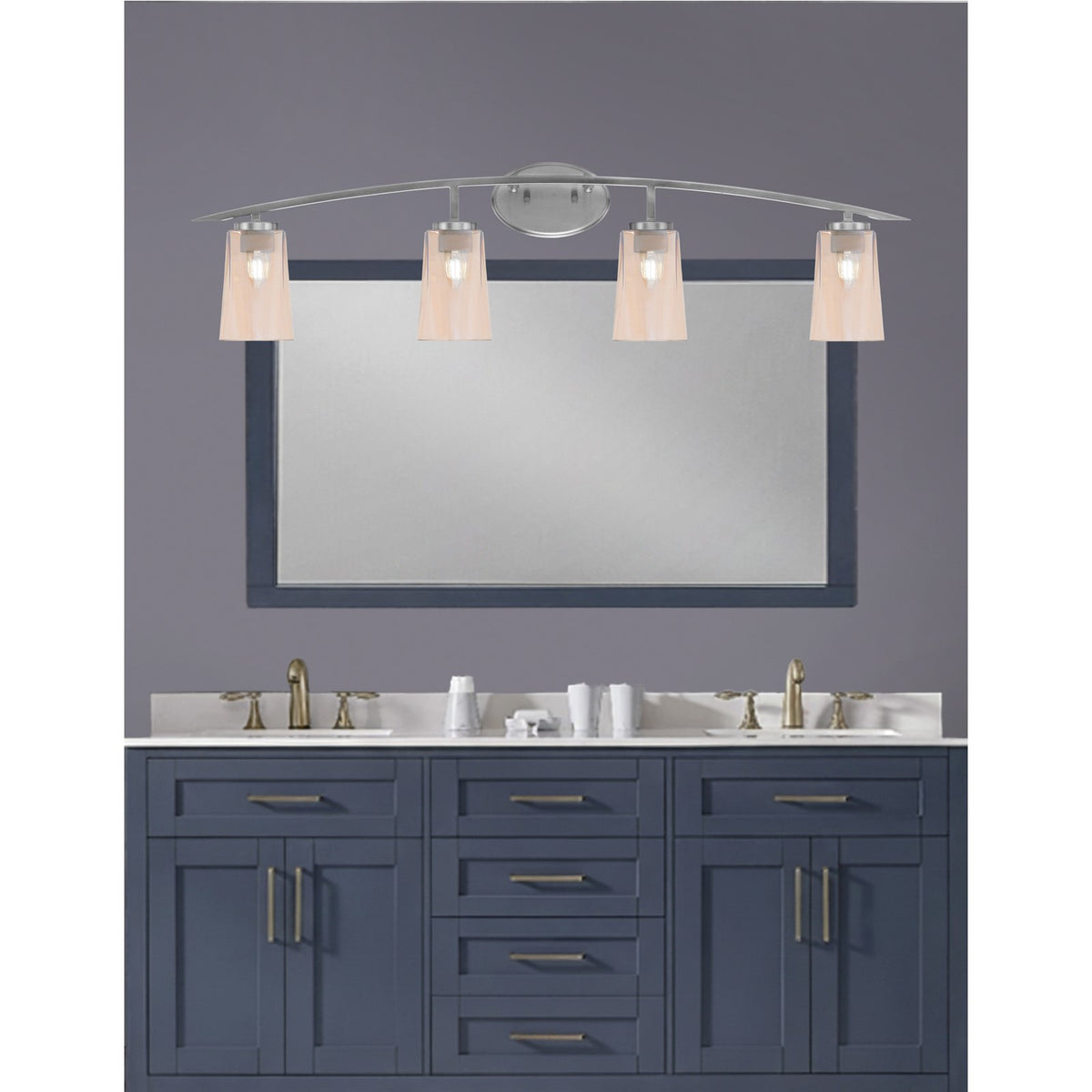 Toltec Kurve 4-Light Bath Bar | Graphite Steel and Amber Gradient Glass | Bathroom & Vanity | 7.25 x 10.5 in | Model 3724-GP-263