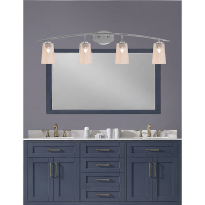 Toltec Kurve 4-Light Bath Bar | Graphite Steel and Amber Gradient Glass | Bathroom & Vanity | 7.25 x 10.5 in | Model 3724-GP-263