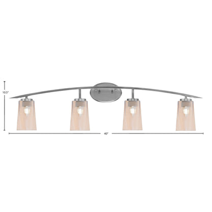 Toltec Kurve 4-Light Bath Bar | Graphite Steel and Amber Gradient Glass | Bathroom & Vanity | 7.25 x 10.5 in | Model 3724-GP-263