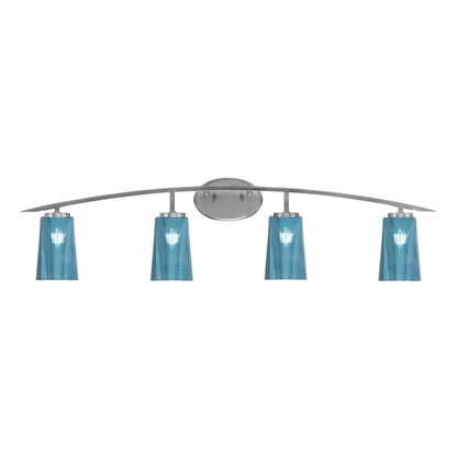 Toltec Kurve 4-Light Bath Bar | Graphite Steel and Blue Gradient Glass | Bathroom & Vanity | 7.25 x 10.5 in | Model 3724-GP-265