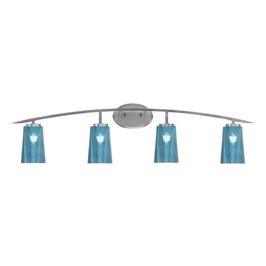 Toltec Kurve 4-Light Bath Bar | Graphite Steel and Blue Gradient Glass | Bathroom & Vanity | 7.25 x 10.5 in | Model 3724-GP-265
