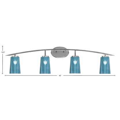 Toltec Kurve 4-Light Bath Bar | Graphite Steel and Blue Gradient Glass | Bathroom & Vanity | 7.25 x 10.5 in | Model 3724-GP-265