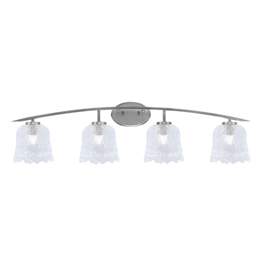 Toltec Kurve 4-Light Bath Bar | Modern Graphite Steel and Clear Lava Glass | Bathroom Vanity & Powder Room | 7.5 x 10.25 in | Model 3724-GP-4230