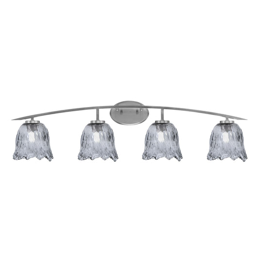Toltec Kurve 4-Light Bath Bar | Modern Graphite Steel and Smoke Lava Glass | Bathroom Vanity & Powder Room | 7.5 x 10.25 in | Model 3724-GP-4232