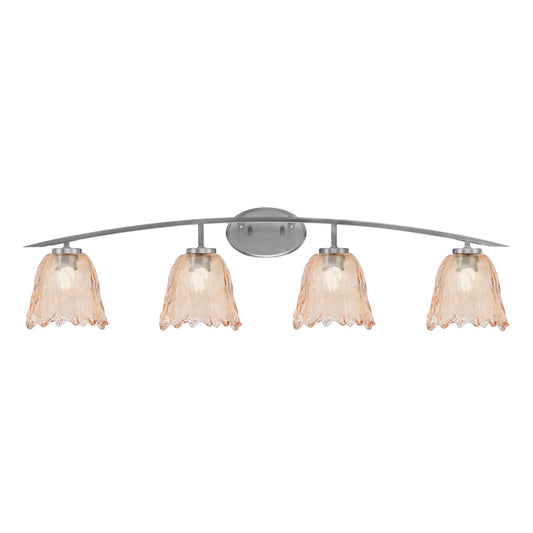 Toltec Kurve 4-Light Bath Bar | Modern Graphite Steel and Amber Lava Glass | Bathroom Vanity & Powder Room | 7.5 x 10.25 in | Model 3724-GP-4233