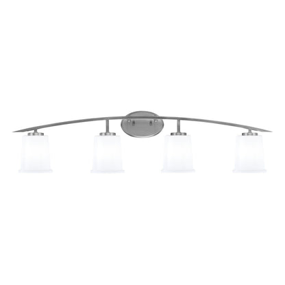 Toltec Kurve 4-Light Bath Bar | Graphite Steel and White Opal Glass | Bathroom & Vanity | 7 x 9.5 in | Model 3724-GP-5031