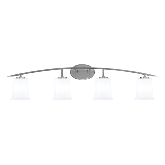 Toltec Kurve 4-Light Bath Bar | Graphite Steel and White Opal Glass | Bathroom & Vanity | 7 x 9.5 in | Model 3724-GP-5031