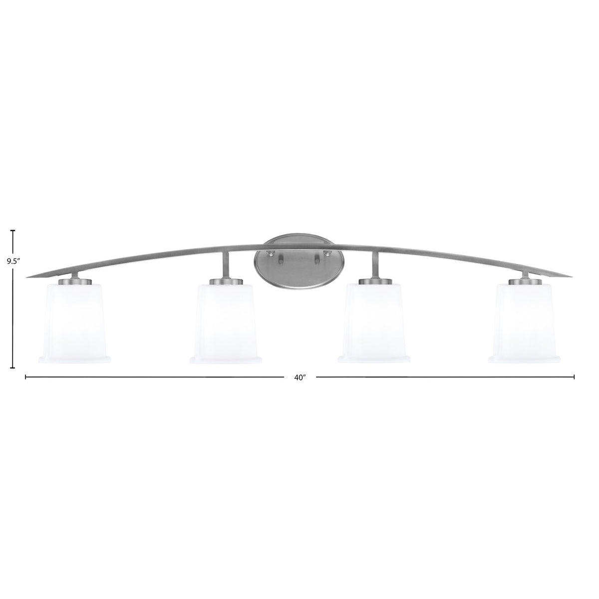 Toltec Kurve 4-Light Bath Bar | Graphite Steel and White Opal Glass | Bathroom & Vanity | 7 x 9.5 in | Model 3724-GP-5031