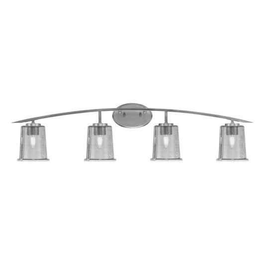 Toltec Kurve 4-Light Bath Bar | Graphite Steel and Smoke Bubble Glass | Bathroom & Vanity | 7 x 9.5 in | Model 3724-GP-5032