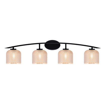 Toltec Kurve 40in 4-Light Vanity Light | Modern Matte Black Steel and Amber Textured Glass | Bathroom Vanity | 40 x 7.5 x 9.5 in | Model 3724-MB-4613