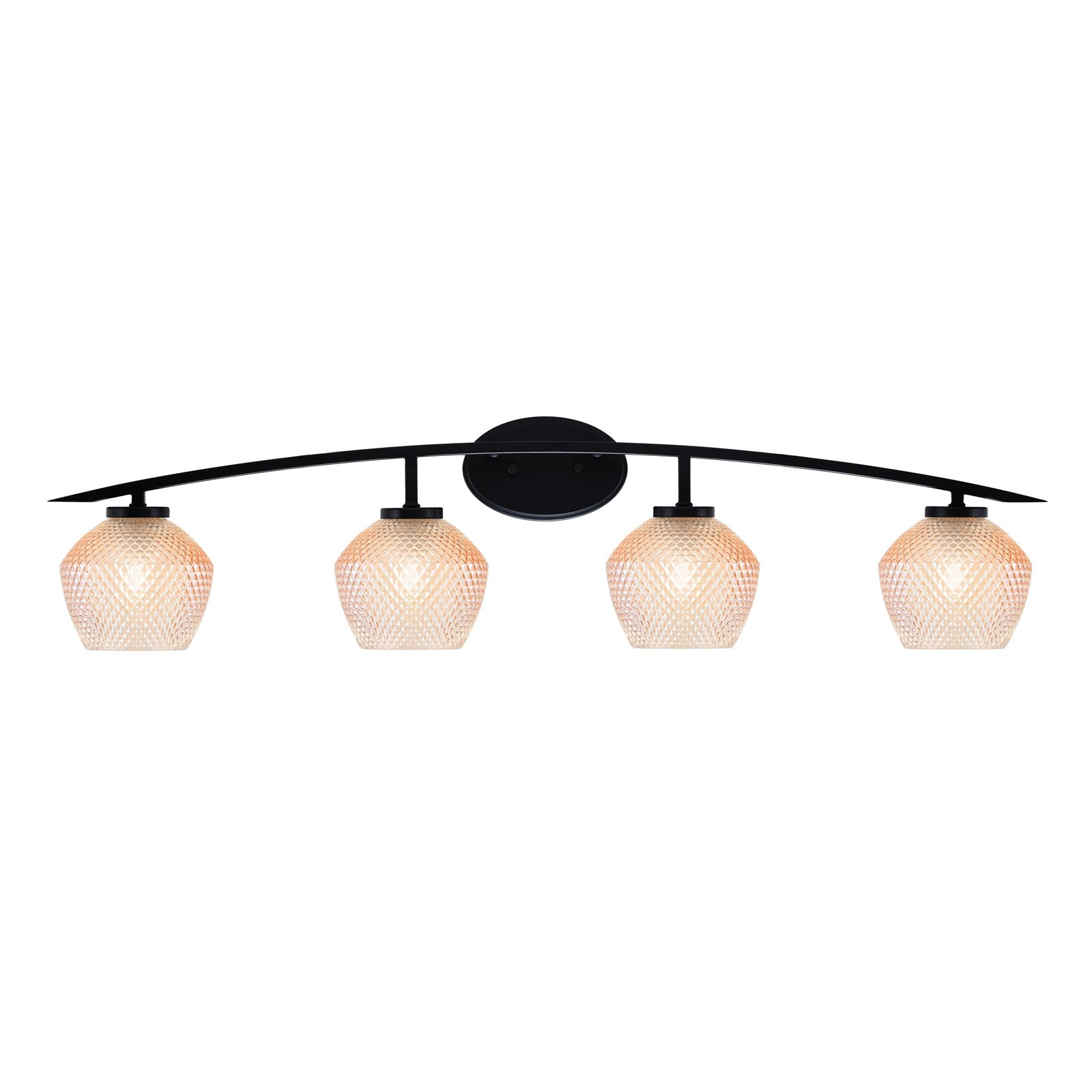 Toltec Kurve 40in 4-Light Bath Bar | Matte Black Steel and Amber Textured Glass | Bathroom Vanity | 40 x 7.75 x 9.5 in | Model 3724-MB-4623