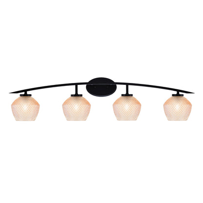Toltec Kurve 40in 4-Light Bath Bar | Matte Black Steel and Amber Textured Glass | Bathroom Vanity | 40 x 7.75 x 9.5 in | Model 3724-MB-4623
