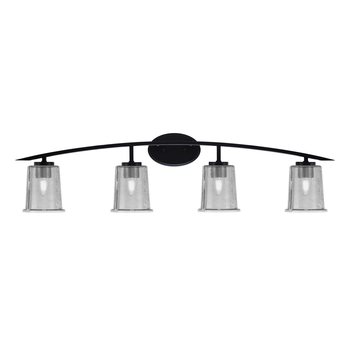 Toltec Kurve 4-Light Bath Bar | Modern Matte Black Steel and Smoke Bubble Glass | Bathroom Vanity Light | 7 x 9.5 in | Model 3724-MB-5032