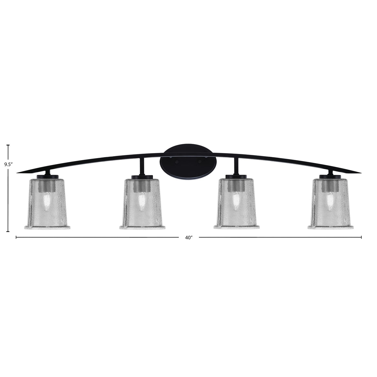 Toltec Kurve 4-Light Bath Bar | Modern Matte Black Steel and Smoke Bubble Glass | Bathroom Vanity Light | 7 x 9.5 in | Model 3724-MB-5032