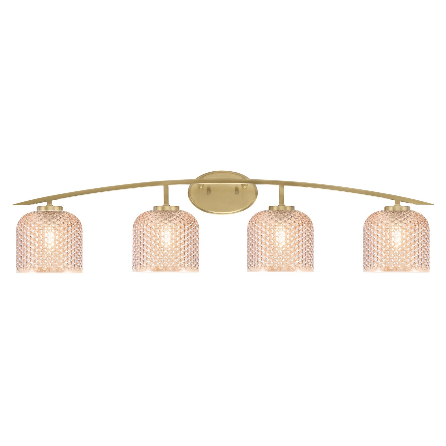 Toltec Kurve 40in 4-Light Vanity Light | Modern New Age Brass Steel and Amber Textured Glass | Bathroom Vanity | 40 x 7.5 x 9.5 in | Model 3724-NAB-4613