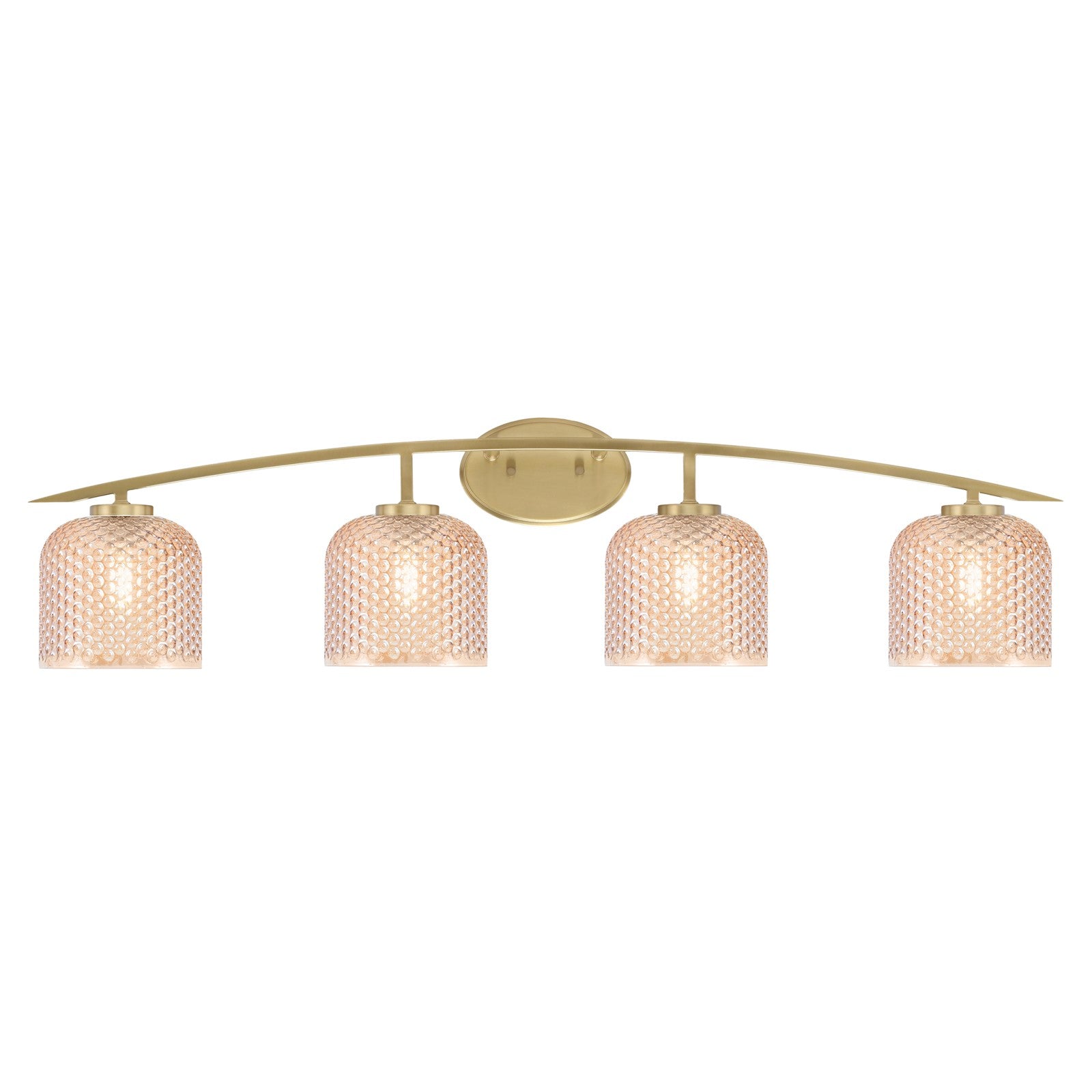 Toltec Kurve 40in 4-Light Vanity Light | Modern New Age Brass Steel and Amber Textured Glass | Bathroom Vanity | 40 x 7.5 x 9.5 in | Model 3724-NAB-4613