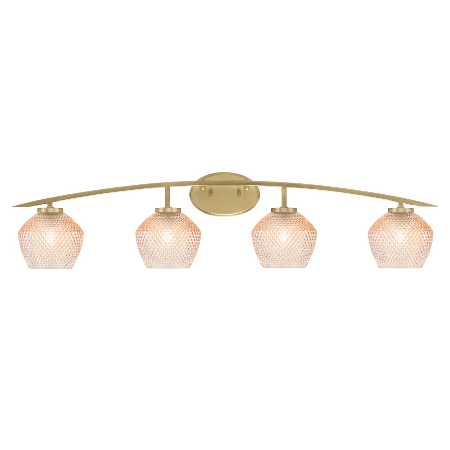 Toltec Kurve 40in 4-Light Bath Bar | New Age Brass Steel and Amber Textured Glass | Bathroom Vanity | 40 x 7.5 x 9.5 in | Model 3724-NAB-4623