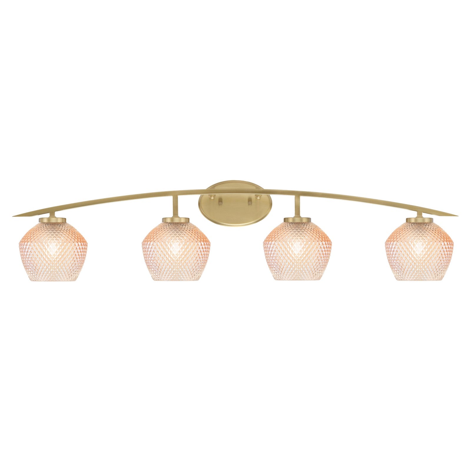 Toltec Kurve 40in 4-Light Bath Bar | New Age Brass Steel and Amber Textured Glass | Bathroom Vanity | 40 x 7.5 x 9.5 in | Model 3724-NAB-4623