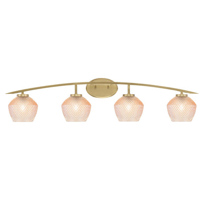 Toltec Kurve 40in 4-Light Bath Bar | New Age Brass Steel and Amber Textured Glass | Bathroom Vanity | 40 x 7.5 x 9.5 in | Model 3724-NAB-4623