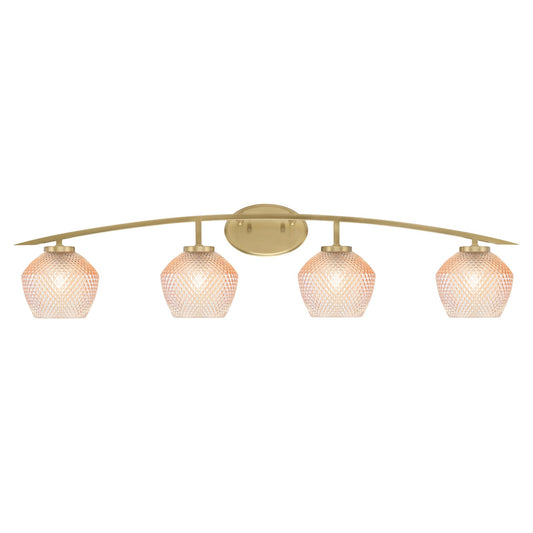 Toltec Kurve 40in 4-Light Bath Bar | New Age Brass Steel and Amber Textured Glass | Bathroom Vanity | 40 x 7.5 x 9.5 in | Model 3724-NAB-4623
