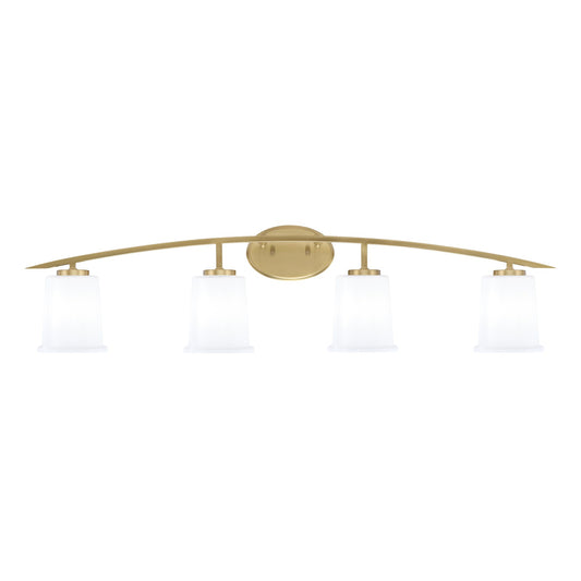 Toltec Kurve 4-Light Bath Bar | Modern New Age Brass and White Opal Glass | Bathroom & Powder Room Vanity Light | 7 x 9.5 in | Model 3724-NAB-5031