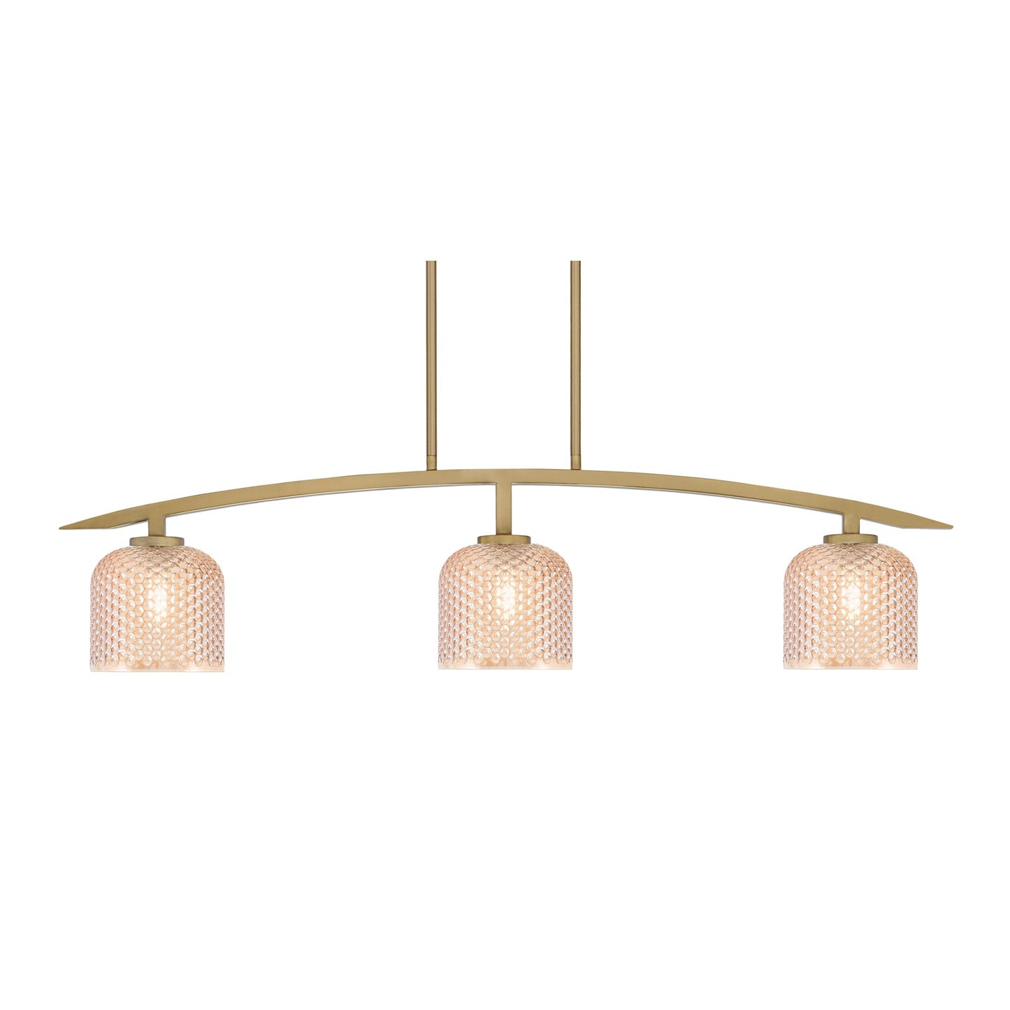 Toltec Kurve 41in 3-Light Island Light | Contemporary New Age Brass Steel and Amber Textured Glass | Kitchen Island & Dining Room | 6 x 41 x 9.5 in | Model 3736-NAB-4613