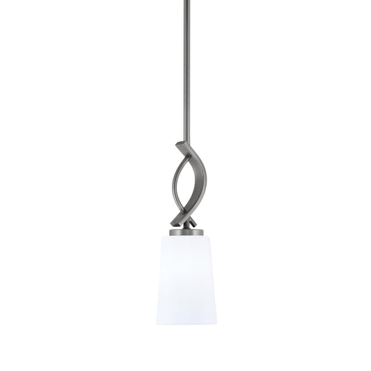 Toltec Cavella 4.5in 1-Light Mini Pendant | Contemporary Graphite with White Opal Glass | Kitchen Island & Dining Room | Model 3901-GP-261