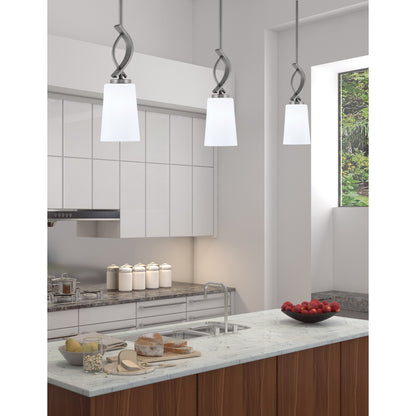 Toltec Cavella 4.5in 1-Light Mini Pendant | Contemporary Graphite with White Opal Glass | Kitchen Island & Dining Room | Model 3901-GP-261