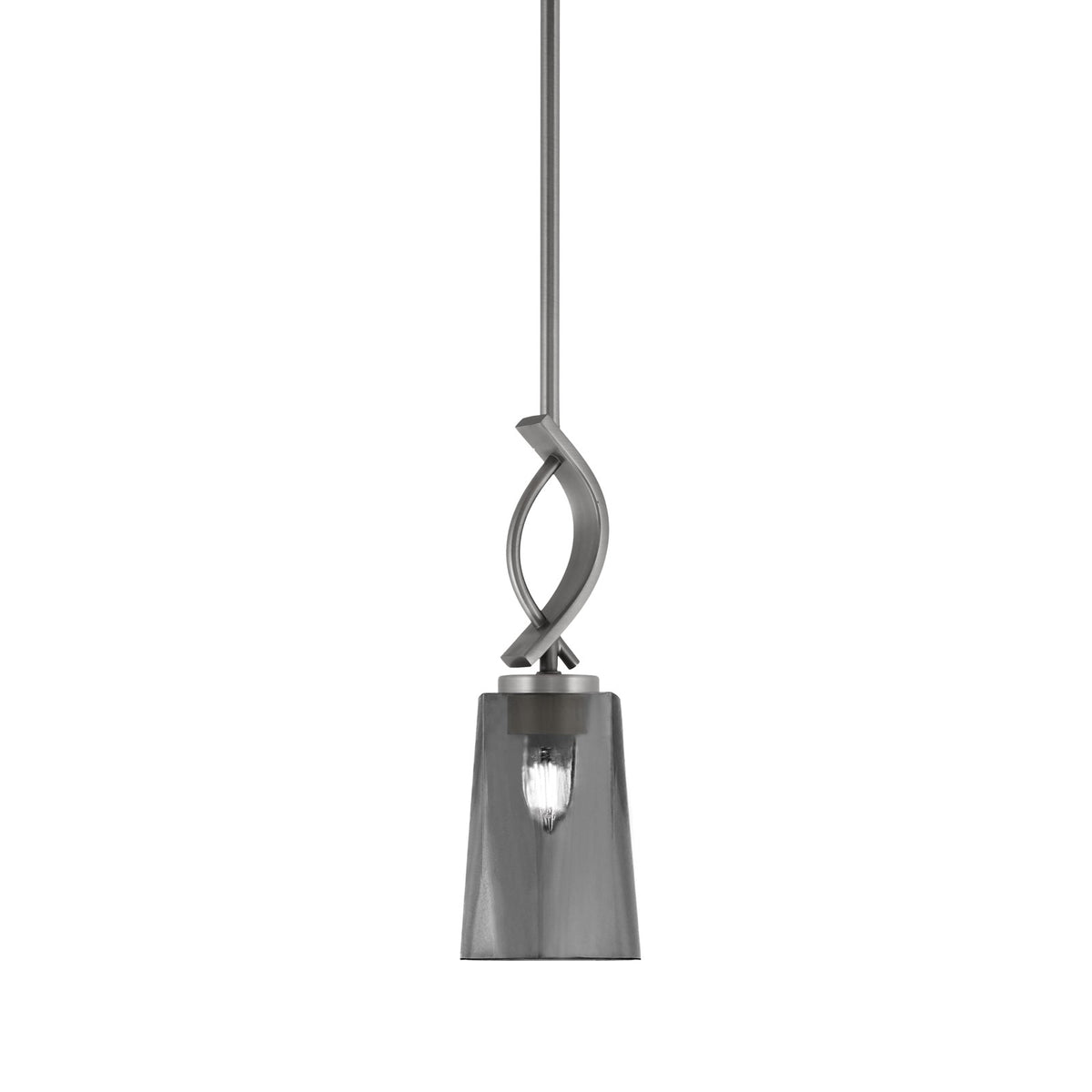 Toltec Cavella 4.5in 1-Light Mini Pendant | Modern Graphite and Smoke Bubble Glass | Kitchen Island & Bar | 4.5 x 13.5 in | Model 3901-GP-262