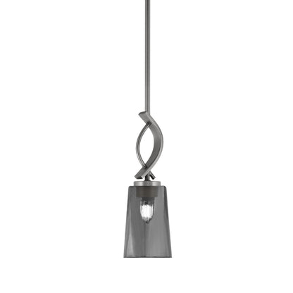 Toltec Cavella 4.5in 1-Light Mini Pendant | Modern Graphite and Smoke Bubble Glass | Kitchen Island & Bar | 4.5 x 13.5 in | Model 3901-GP-262
