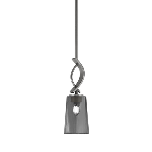 Toltec Cavella 4.5in 1-Light Mini Pendant | Modern Graphite and Smoke Bubble Glass | Kitchen Island & Bar | 4.5 x 13.5 in | Model 3901-GP-262